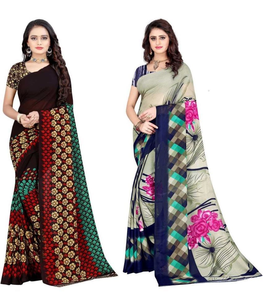     			LEELAVATI - Multicolor Georgette Saree With Blouse Piece ( Pack of 2 )