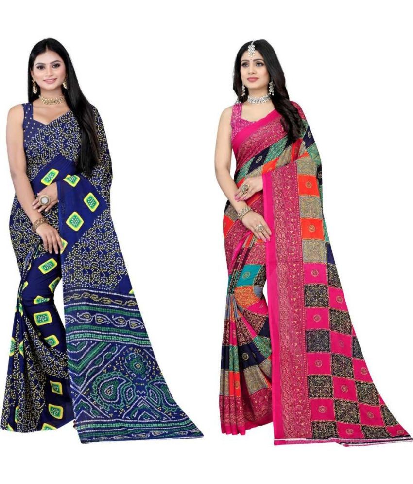     			LEELAVATI - Multicolor Georgette Saree With Blouse Piece ( Pack of 2 )