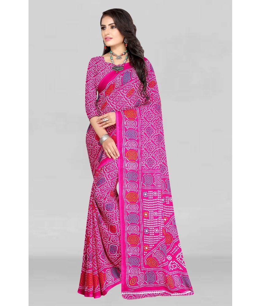     			LEELAVATI - Pink Georgette Saree With Blouse Piece ( Pack of 1 )