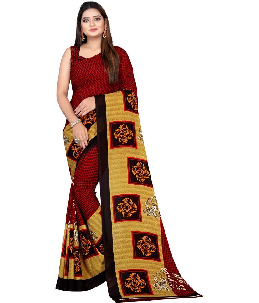     			LEELAVATI - Red Georgette Saree With Blouse Piece ( Pack of 1 )