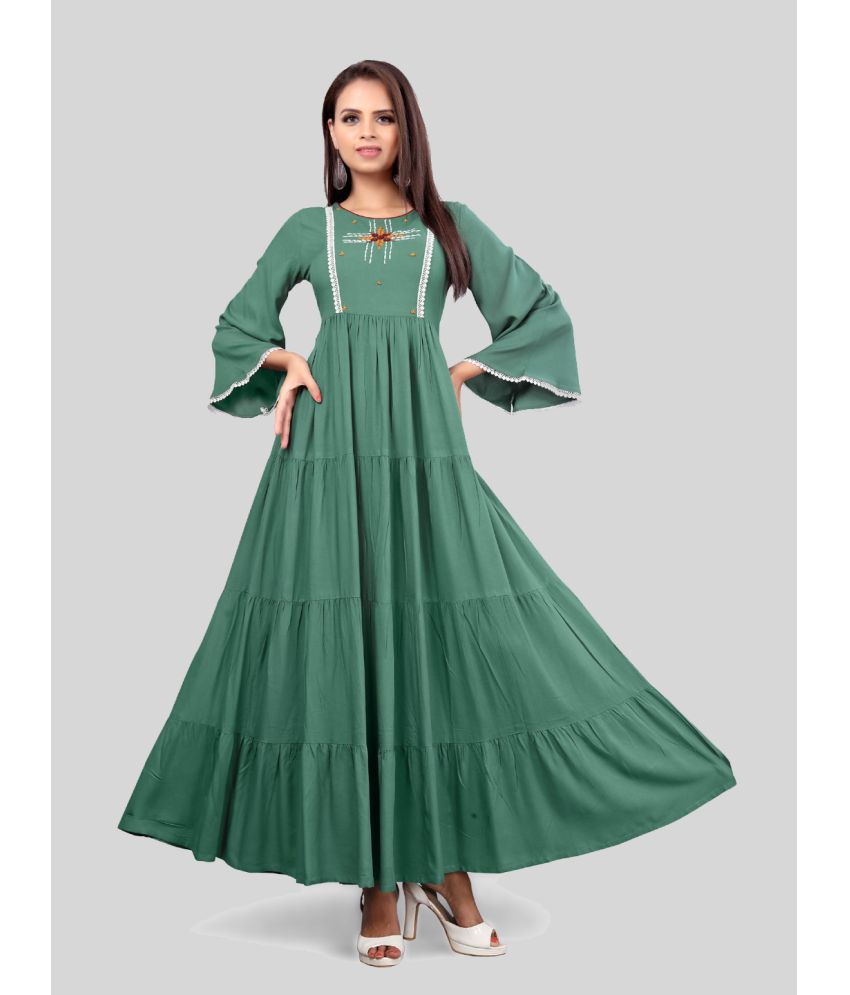     			Madhuram Textiles - Green Rayon Women's Anarkali Kurti ( Pack of 1 )
