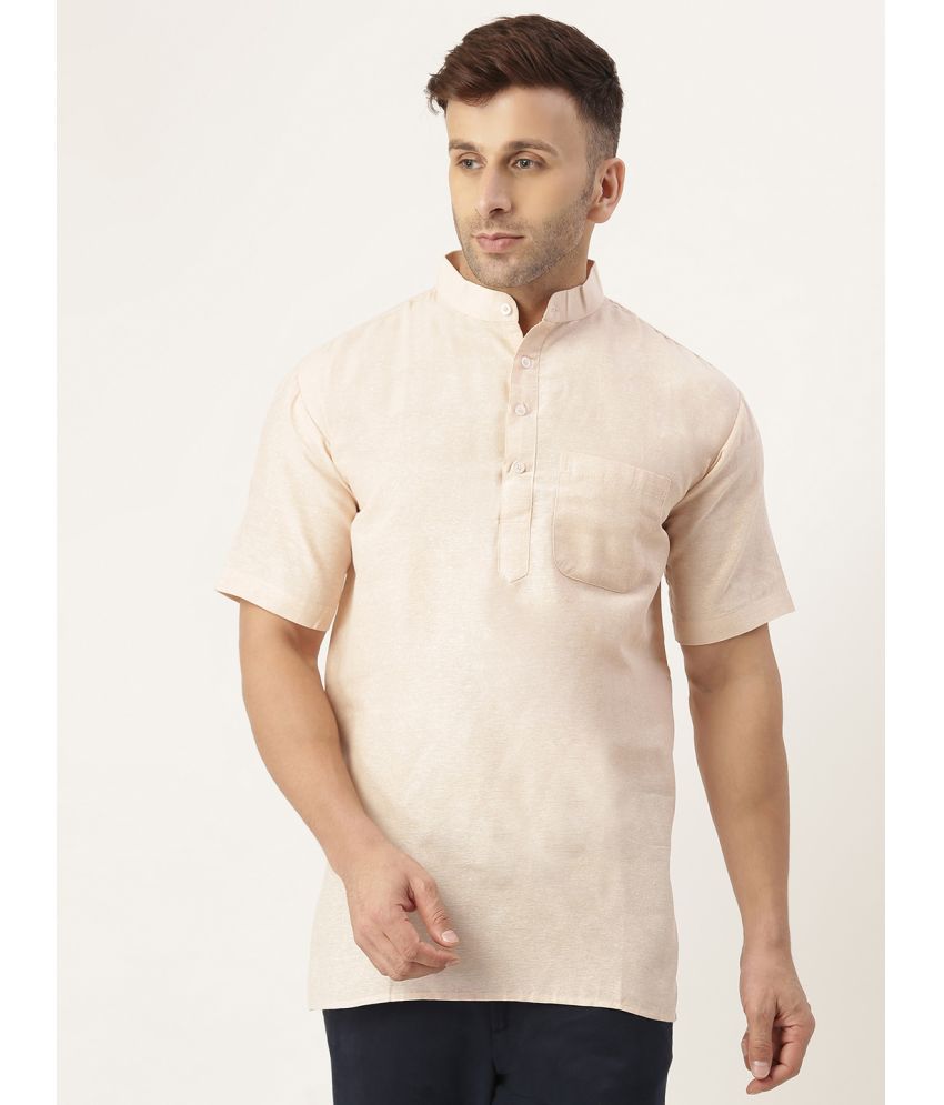     			RIAG - Beige Cotton Blend Men's Shirt Style Kurta ( Pack of 1 )
