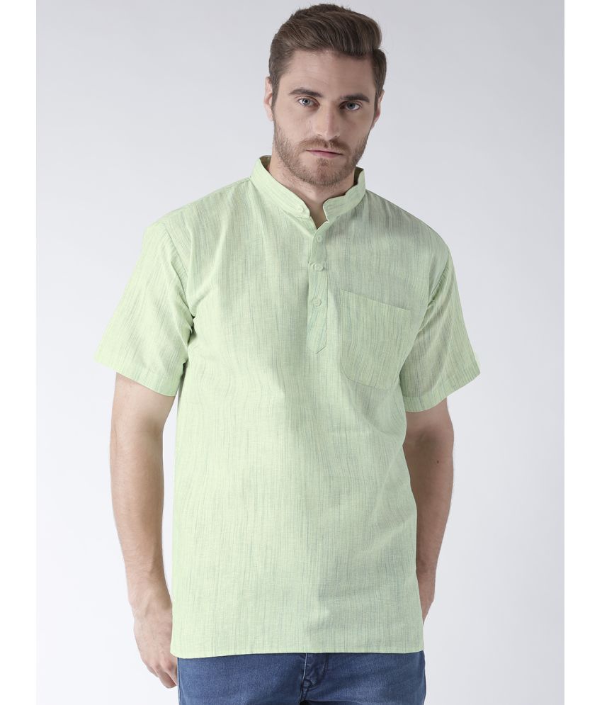     			RIAG - Green Cotton Blend Men's Shirt Style Kurta ( Pack of 1 )