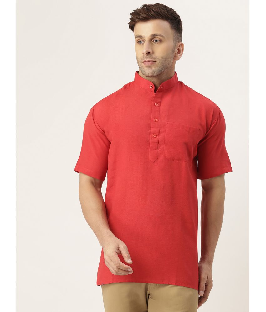     			RIAG - Red Cotton Blend Men's Shirt Style Kurta ( Pack of 1 )