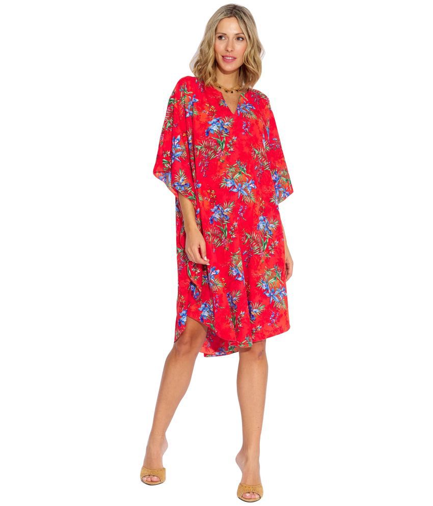     			SUN-ROSE FASHIONS Polyester Red Cover ups -