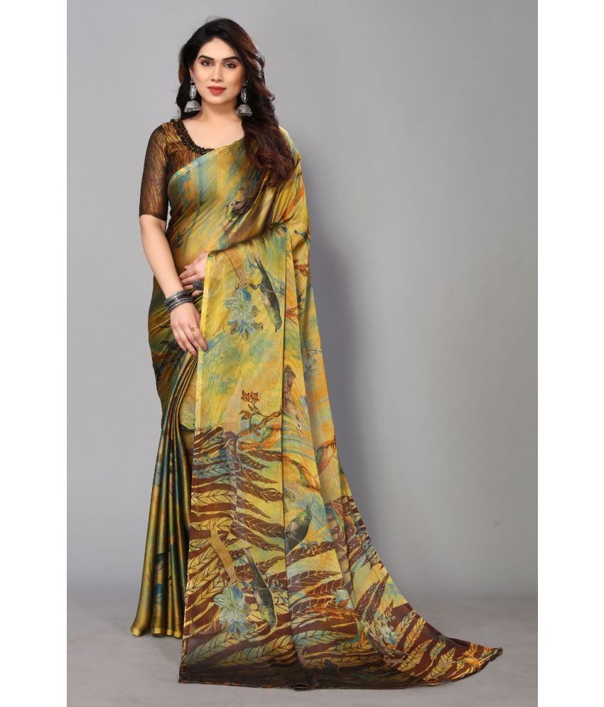     			FABMORA - Coffee Chiffon Saree With Blouse Piece ( Pack of 1 )