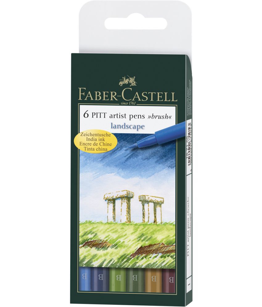     			Faber-Castell Pitt Artist Pen Color (B) Pens (Landscape) (Set Of 6, Asssorted)