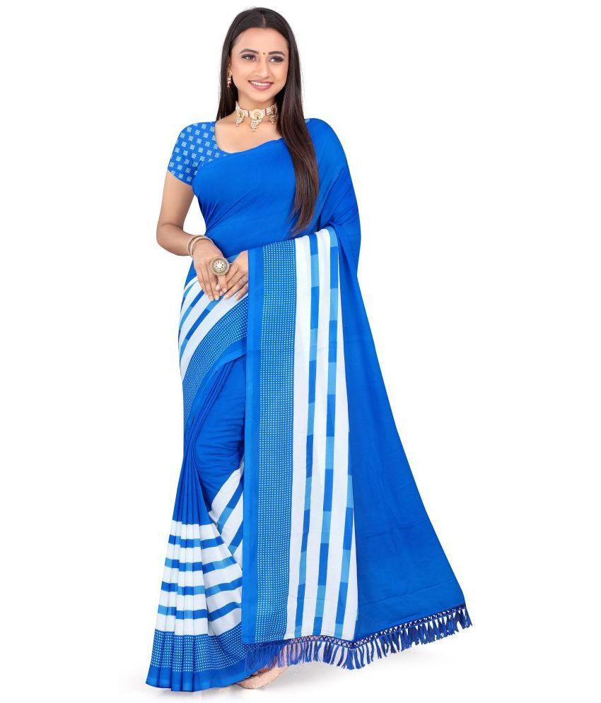     			LEELAVATI - Blue Georgette Saree With Blouse Piece ( Pack of 1 )