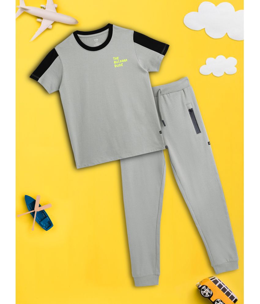     			XY Life - Grey Melange Cotton Boys T-Shirt & Trackpants ( Pack of 2 )