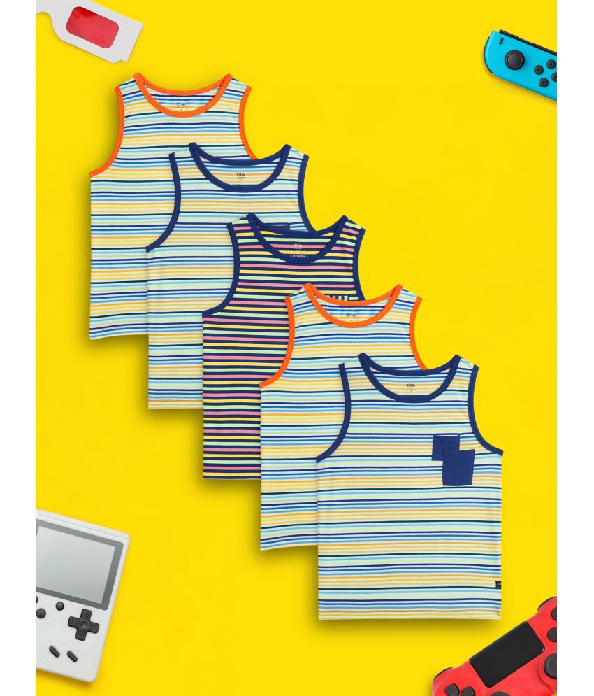     			XY Life - Multi Color Cotton Striped Boys Vest ( Pack of 5 )