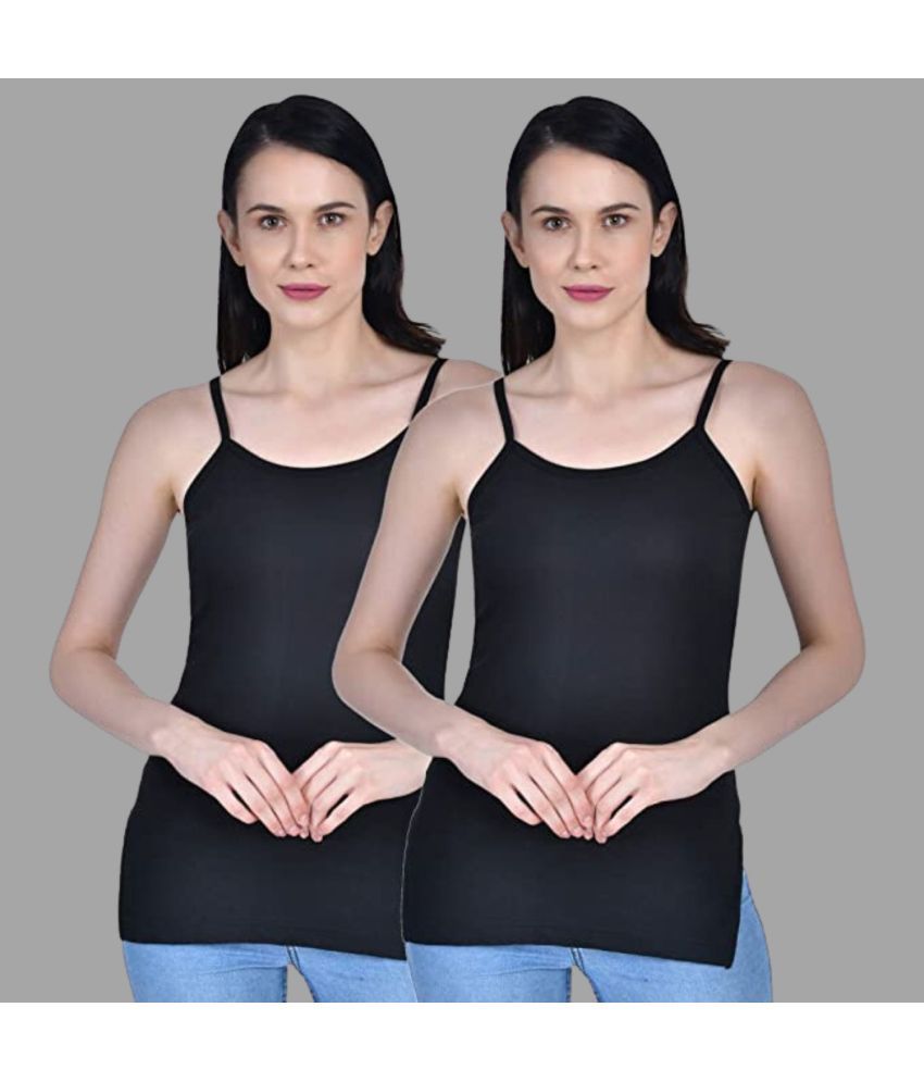     			AIMLY Cotton Camisoles - Black Pack of 2