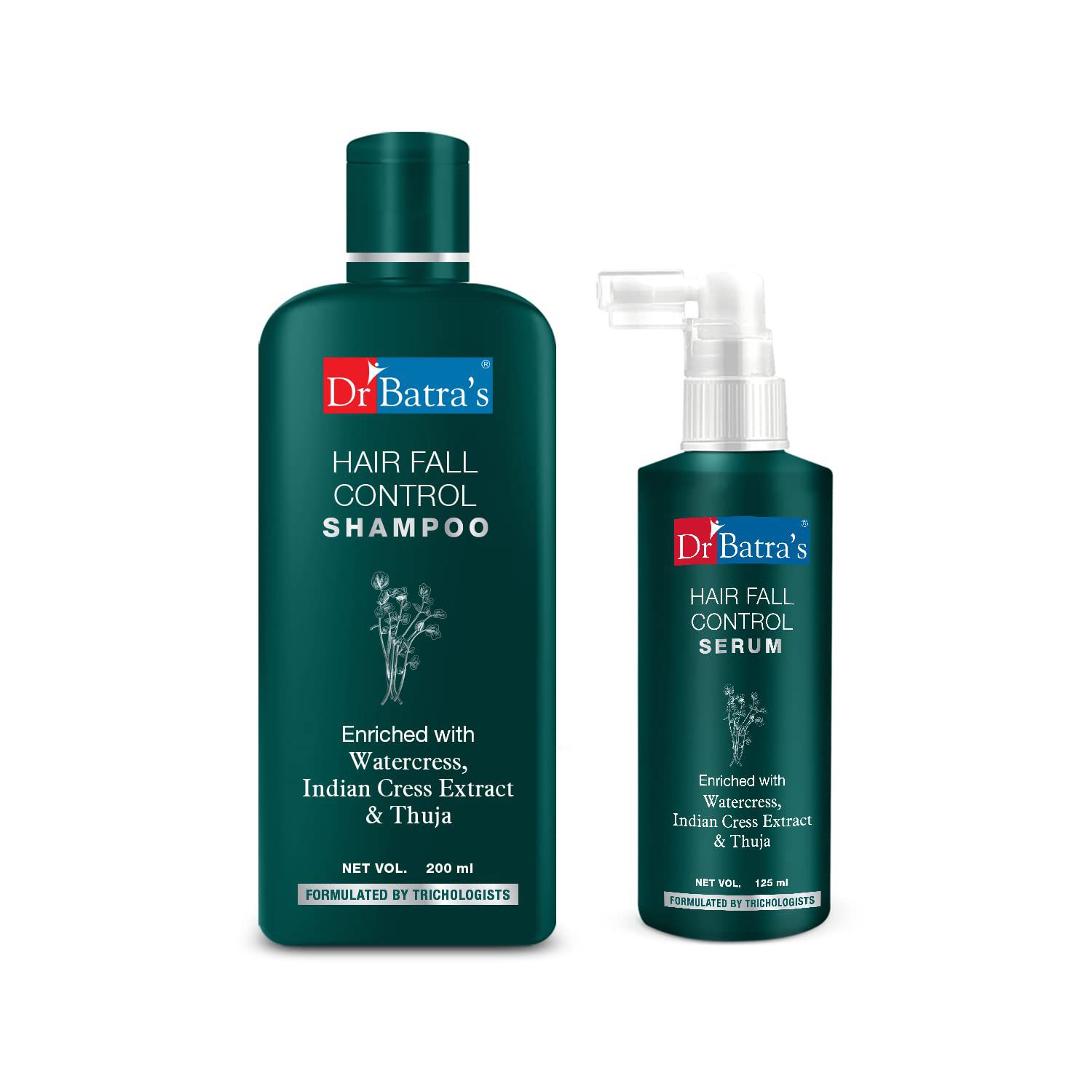     			Dr Batra's Hair Fall Control Shampoo 200ml and Hair Fall Control Serum 125 ml (Pack of 2 Men and Women)