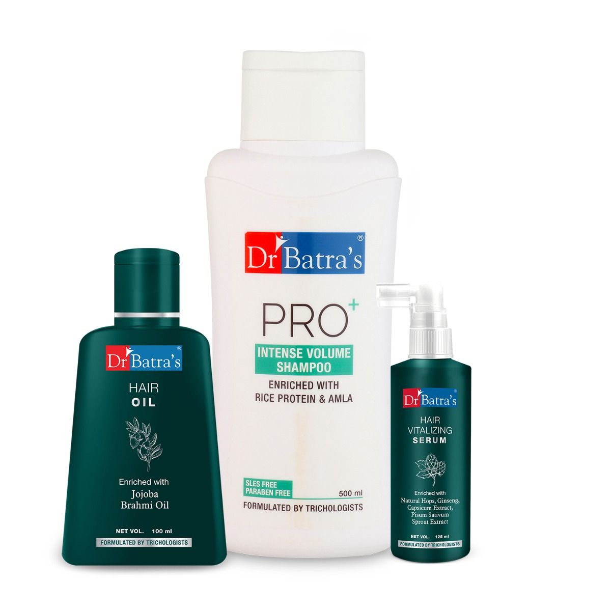     			Dr Batra's Hair Vitalizing Serum, Pro+ Intense Volume Shampoo And Hair Oil (Pack Of 3)