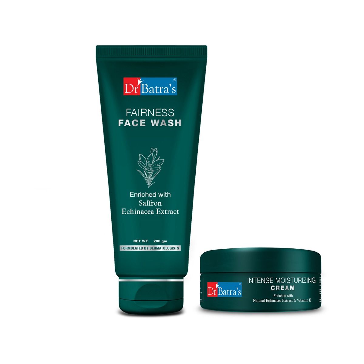     			Dr Batra's Fairness Face Wash - 200g and Intense Moisturizing Cream - 200g, Enriched with Echinacea, Safflower (Pack of 2)