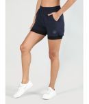 Chkokko Navy Polyester Solid Shorts - Single