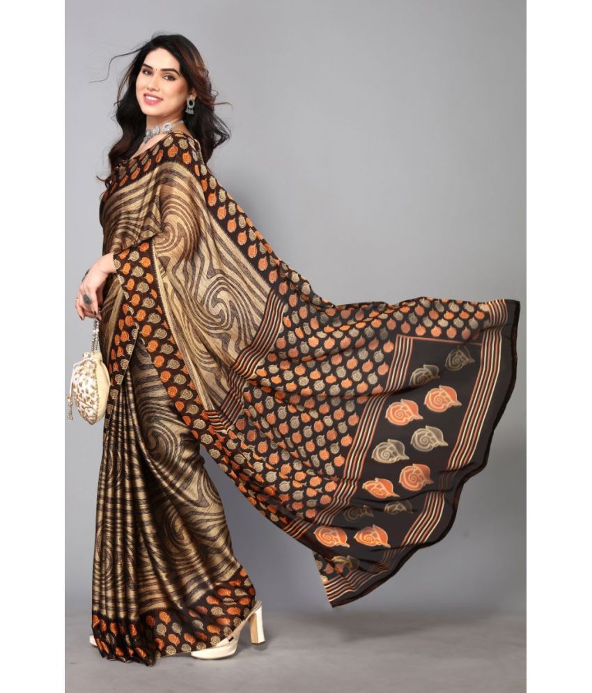     			FABMORA - Coffee Chiffon Saree With Blouse Piece ( Pack of 1 )