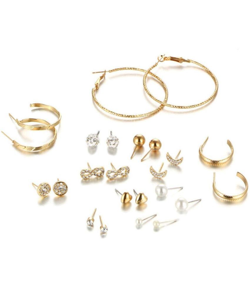     			FASHION FRILL - Golden Stud Earrings ( More Than 10 )