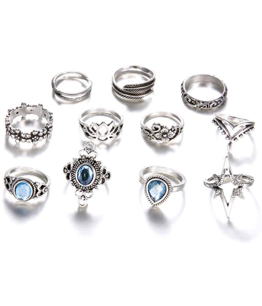     			FASHION FRILL - Silver Rings ( Pack of 11 )