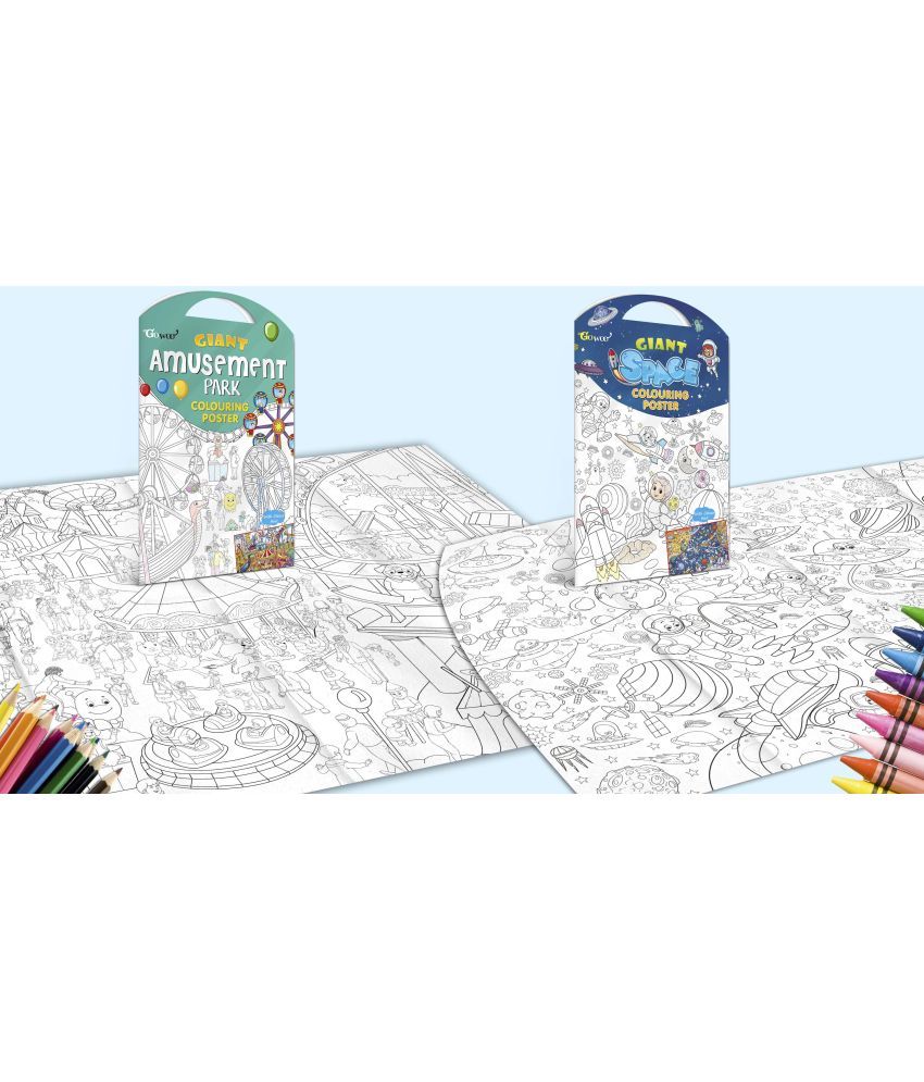     			GIANT AMUSEMENT PARK COLOURING POSTER and GIANT SPACE COLOURING POSTER | Gift Pack of 2 Posters I  Coloring Posters Value Pack