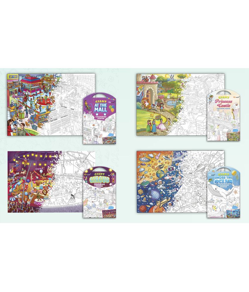     			GIANT AT THE MALL COLOURING Charts, GIANT PRINCESS CASTLE COLOURING Charts, GIANT CIRCUS COLOURING Charts and GIANT UNDER THE OCEAN COLOURING Charts | Set of 4 Charts I coloring Charts Starter Kit