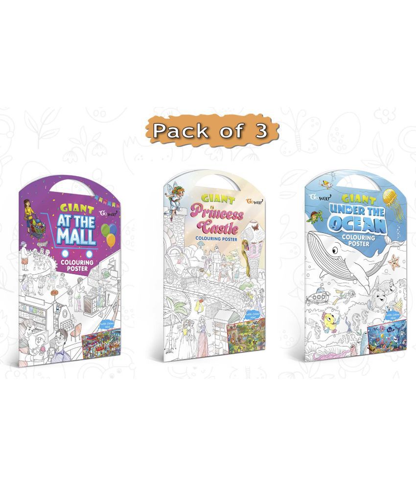     			GIANT AT THE MALL COLOURING Charts, GIANT PRINCESS CASTLE COLOURING Charts and GIANT UNDER THE OCEAN COLOURING Charts | Gift Pack of 3 Charts I Best coloring Charts