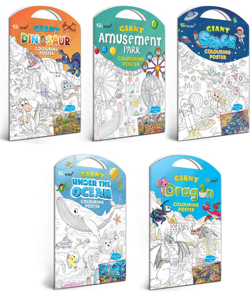     			GIANT DINOSAUR COLOURING Charts, GIANT AMUSEMENT PARK COLOURING Charts, GIANT SPACE COLOURING Charts, GIANT UNDER THE OCEAN COLOURING Charts and GIANT DRAGON COLOURING Charts | Set of 5 Charts I Giant Coloring Charts Premium Collection