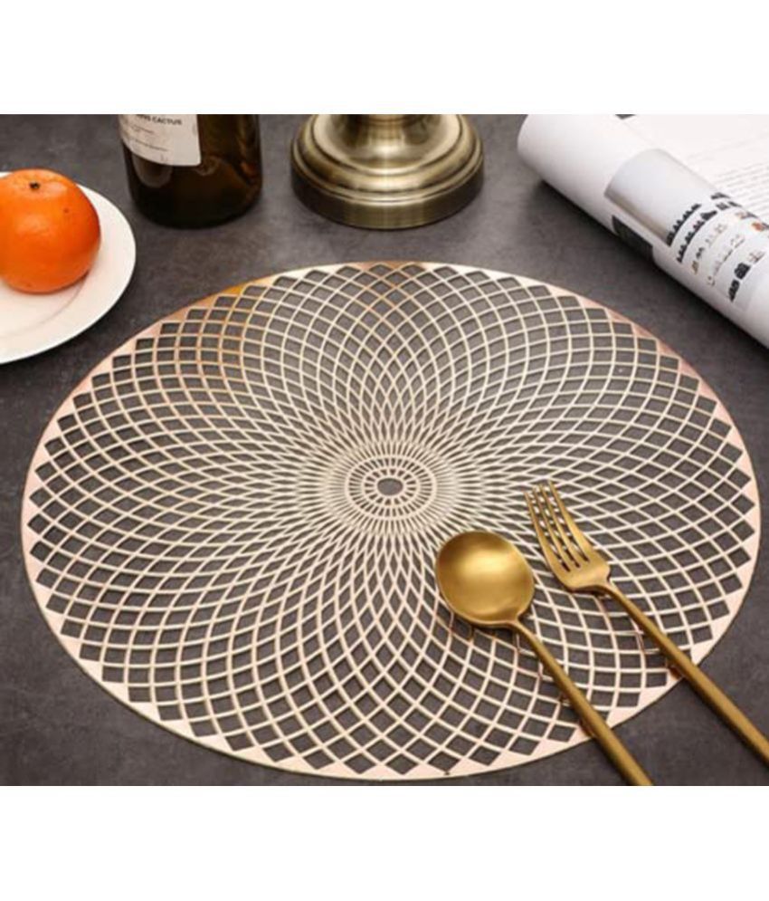     			HOMETALES PVC Abstract Table Mats (38 cm x 38 cm) Pack of 2 - Gold