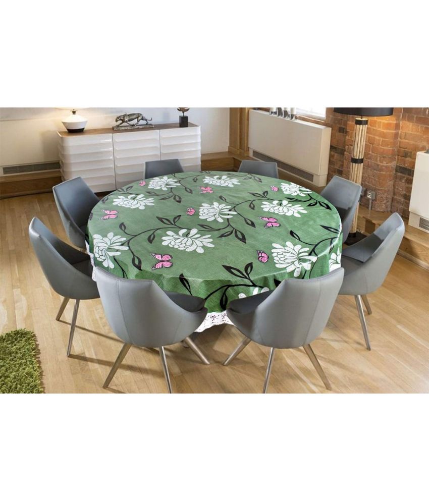     			Printed PVC 4 Seater Round Table Cover ( 152 152 ) cm Pack of 1 Green