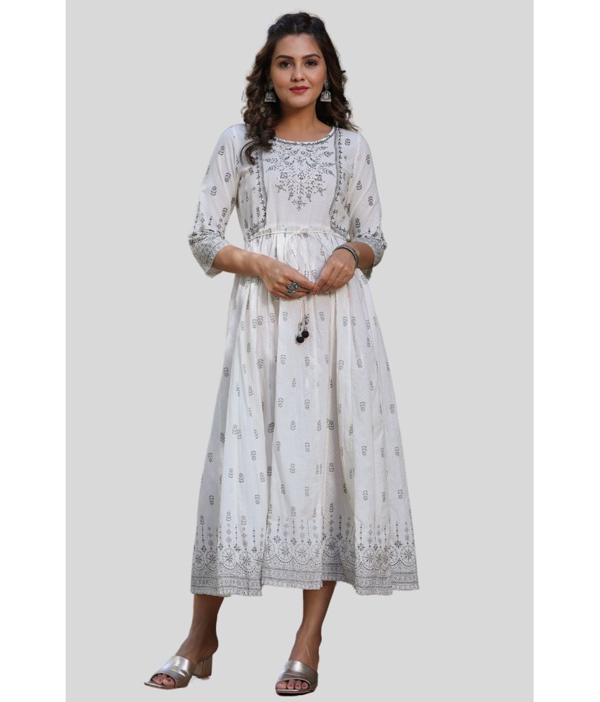     			Juniper - White Cotton Blend Women's Fit & Flare Dress ( Pack of 1 )