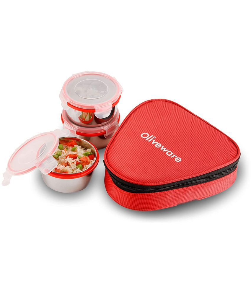     			Oliveware - Stainless Steel Lunch Box 3 - Container ( Pack of 3 )