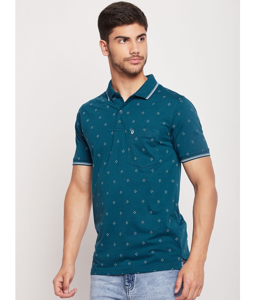     			UNIBERRY - Teal Blue Cotton Blend Regular Fit Men's Polo T Shirt ( Pack of 1 )