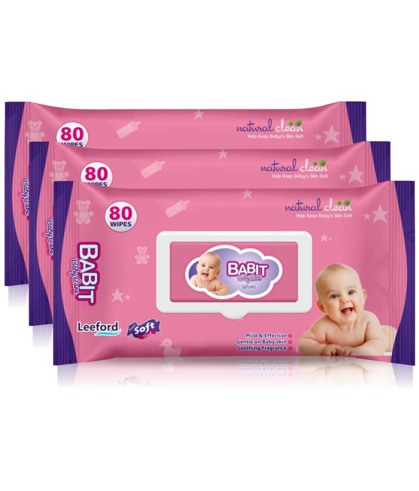     			Babit Baby Care Wipes Alcohol Free Pack of 3 (80 pcs Each of ) (240 Wipes)