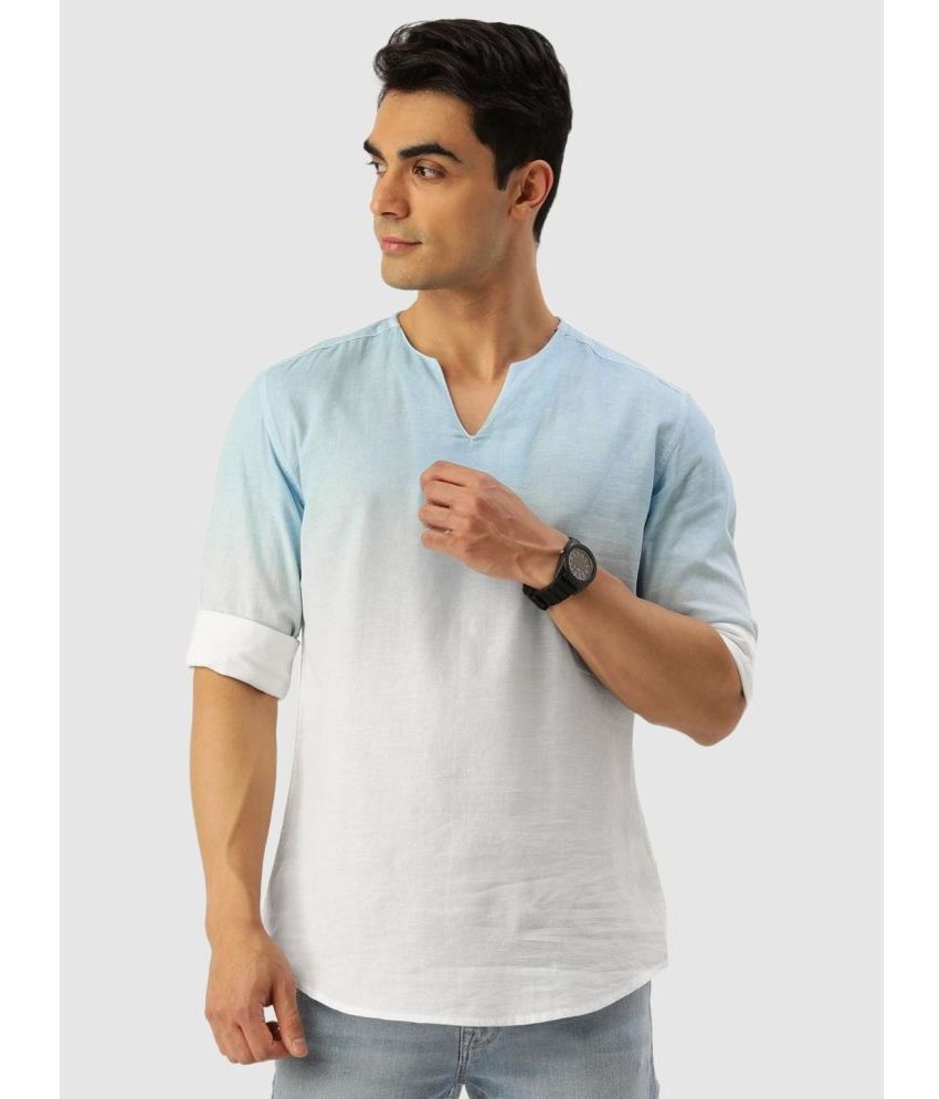     			Bene Kleed - Light Blue Cotton Men's Shirt Style Kurta ( Pack of 1 )