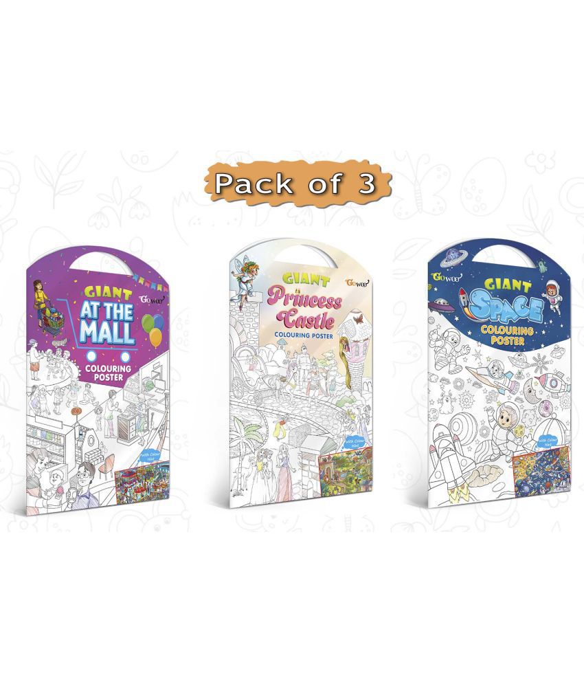     			GIANT AT THE MALL COLOURING POSTER, GIANT PRINCESS CASTLE COLOURING POSTER and GIANT SPACE COLOURING POSTER | Combo of 3 posters I Collection of most loved products for kids