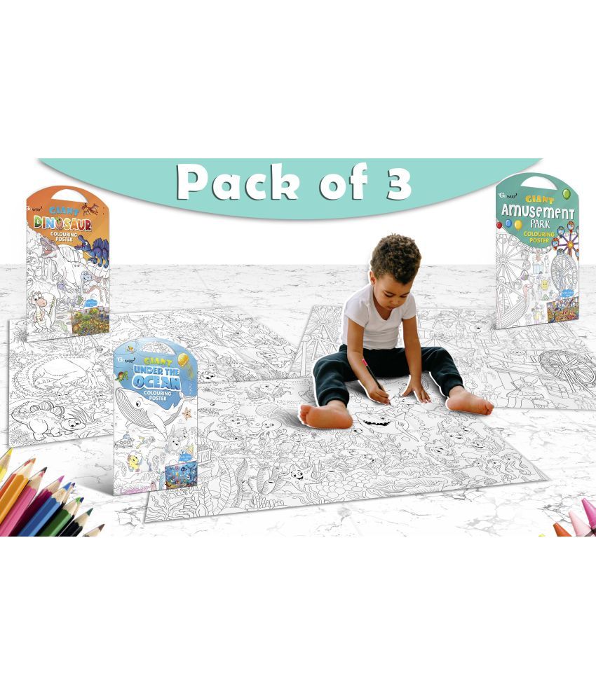     			GIANT DINOSAUR COLOURING POSTER, GIANT AMUSEMENT PARK COLOURING POSTER and GIANT UNDER THE OCEAN COLOURING POSTER | Combo of 3 Posters I Giant Coloring Poster for Kids