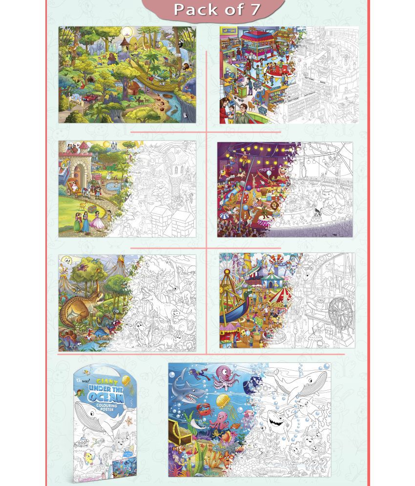     			GIANT JUNGLE SAFARI COLOURING , GIANT AT THE MALL COLOURING , GIANT PRINCESS CASTLE COLOURING , GIANT CIRCUS COLOURING , GIANT DINOSAUR COLOURING , GIANT AMUSEMENT PARK COLOURING  and GIANT UNDER THE OCEAN COLOURING  | Set of 2 s I Coloring s Assortment