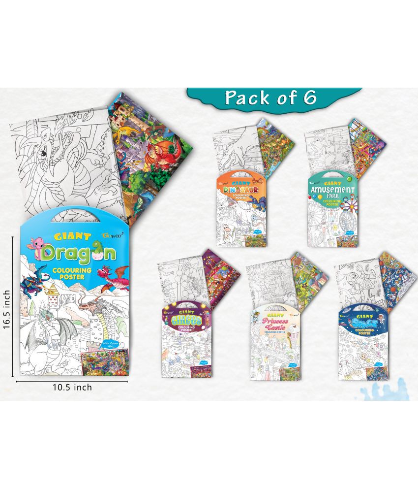     			GIANT PRINCESS CASTLE COLOURING , GIANT CIRCUS COLOURING , GIANT DINOSAUR COLOURING , GIANT AMUSEMENT PARK COLOURING , GIANT SPACE COLOURING  and GIANT DRAGON COLOURING  | Combo pack of 6 s I Giant Coloring s Jumbo Pack