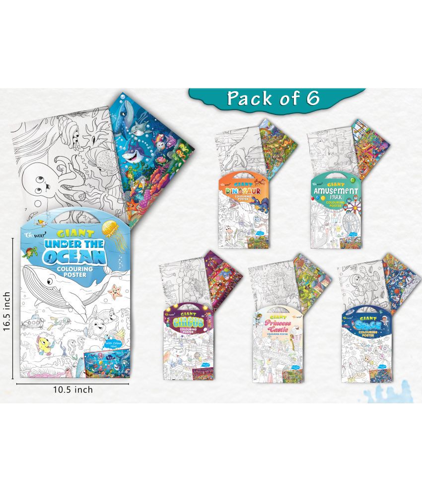     			GIANT PRINCESS CASTLE COLOURING , GIANT CIRCUS COLOURING , GIANT DINOSAUR COLOURING , GIANT AMUSEMENT PARK COLOURING , GIANT SPACE COLOURING  and GIANT UNDER THE OCEAN COLOURING  | Set of 6 s I coloring s Starter Kit