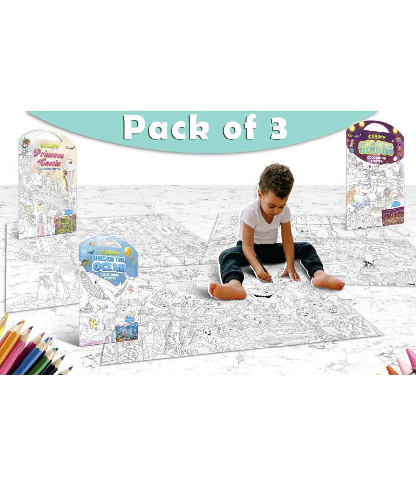     			GIANT PRINCESS CASTLE COLOURING POSTER, GIANT CIRCUS COLOURING POSTER and GIANT UNDER THE OCEAN COLOURING POSTER | Gift Pack of 3 Posters I  Coloring Posters Value Pack