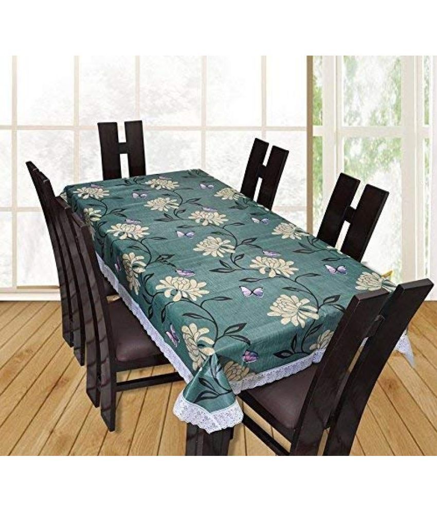     			Printed PVC 6 Seater Rectangle Table Cover ( 228 x 152 ) cm Pack of 1 Green