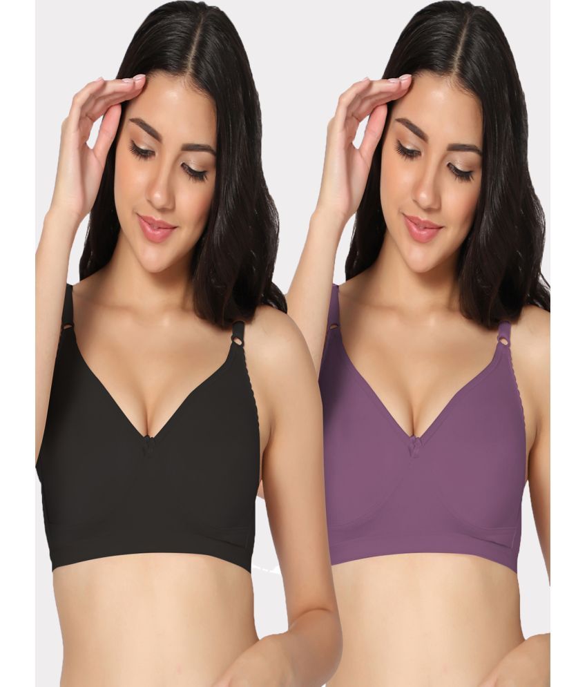     			IN CARE LINGERIE Pack of 2 Cotton Non Padded Women's T-Shirt Bra ( Multicolor )