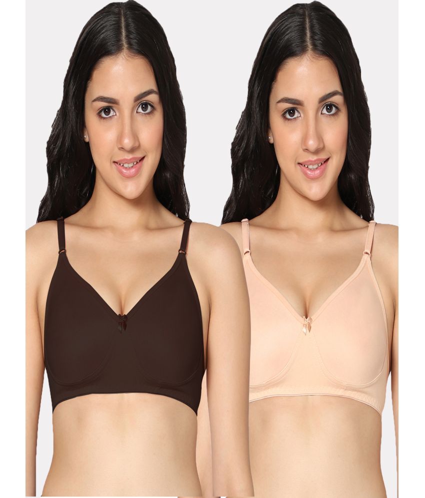     			IN CARE LINGERIE Pack of 2 Cotton Non Padded Women's T-Shirt Bra ( Multicolor )