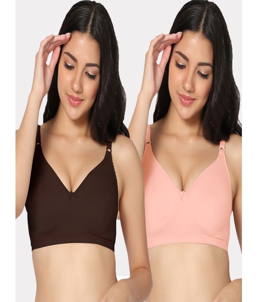     			IN CARE LINGERIE Pack of 2 Cotton Non Padded Women's Everyday Bra ( Multicolor )