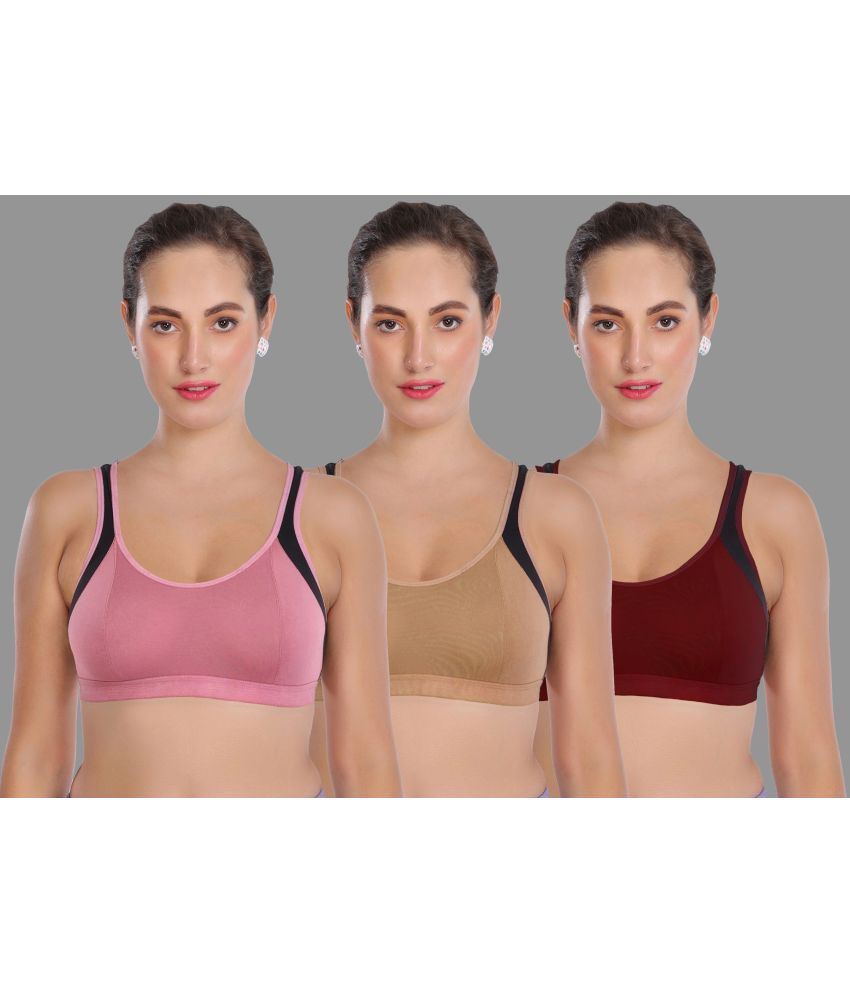     			Madam Pack of 3 Lycra Lightly Padded Women's T-Shirt Bra ( Multicolor )