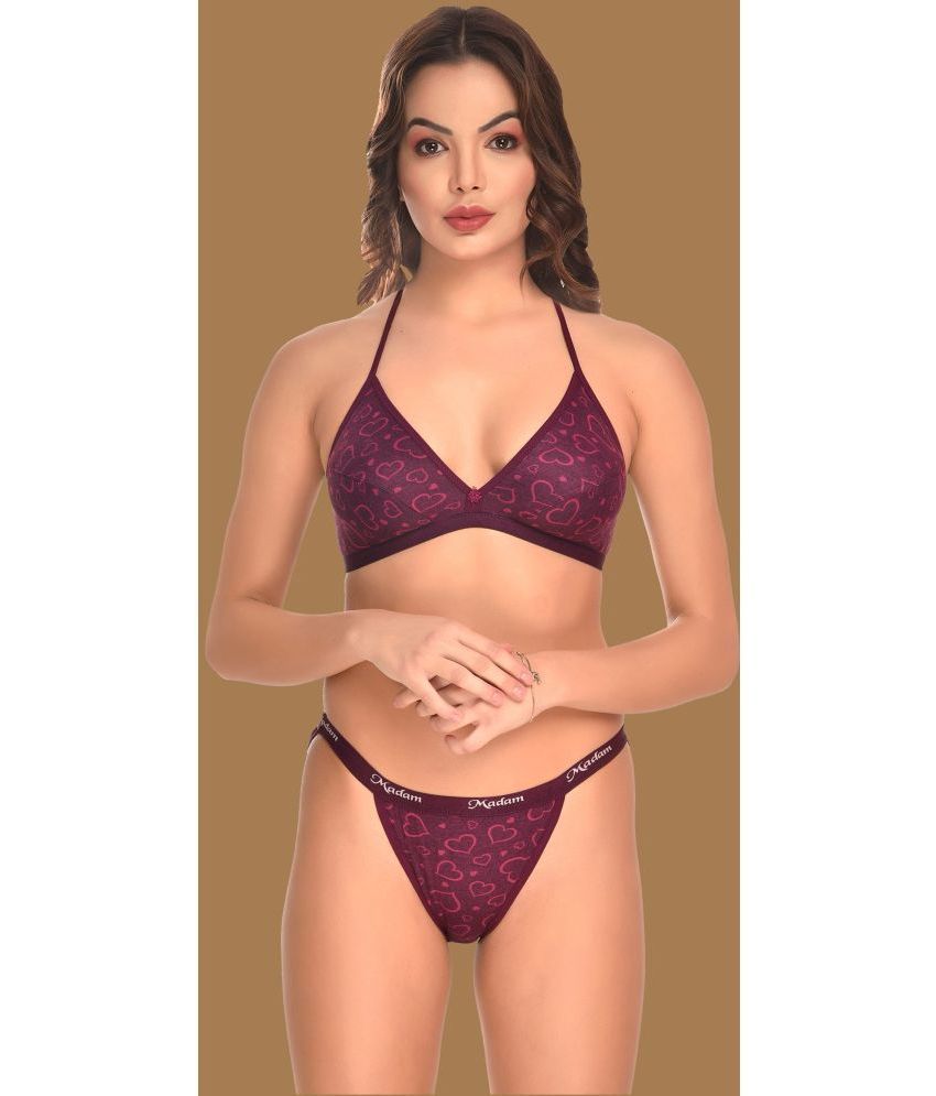     			Madam Crepe Women's Bra & Panty Set ( Purple )