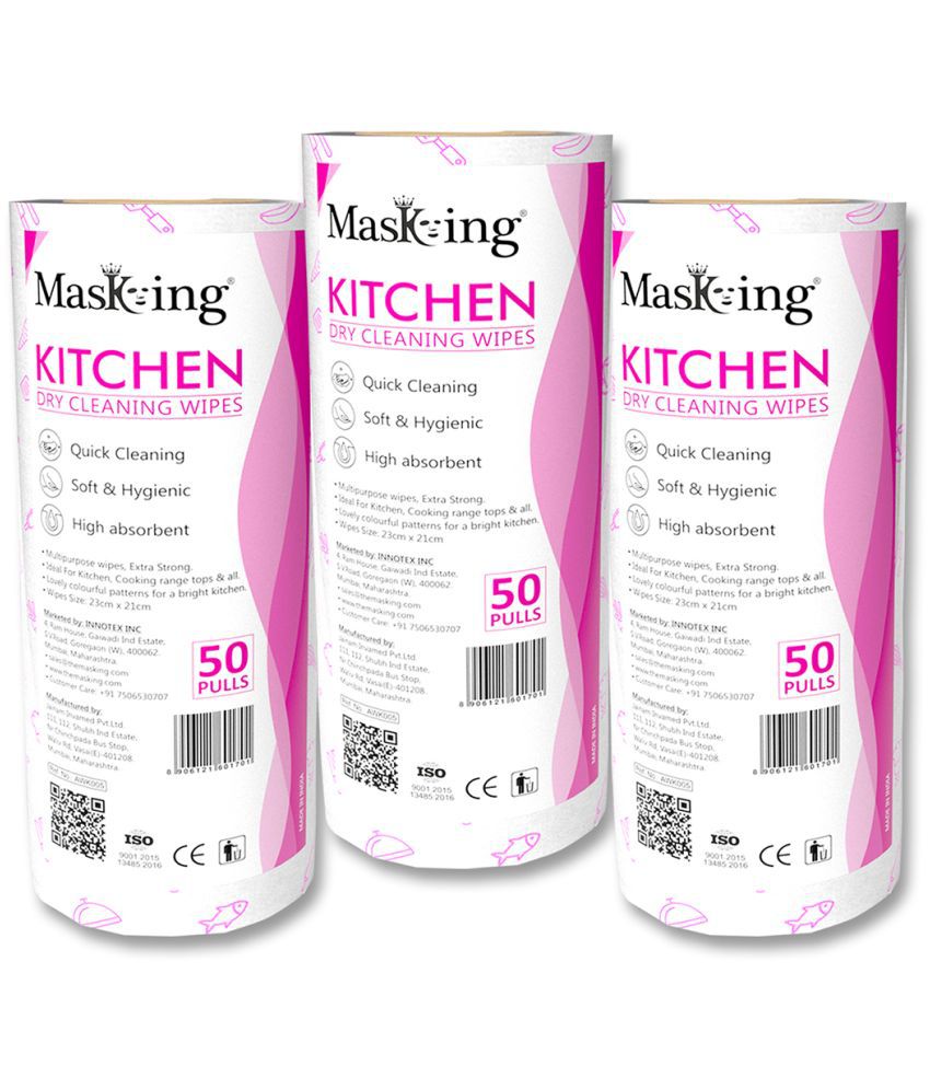     			Masking Non-Woven Reusable & Washable Multi Surface Cleaner Wipes Pink 450 g Pack of 3