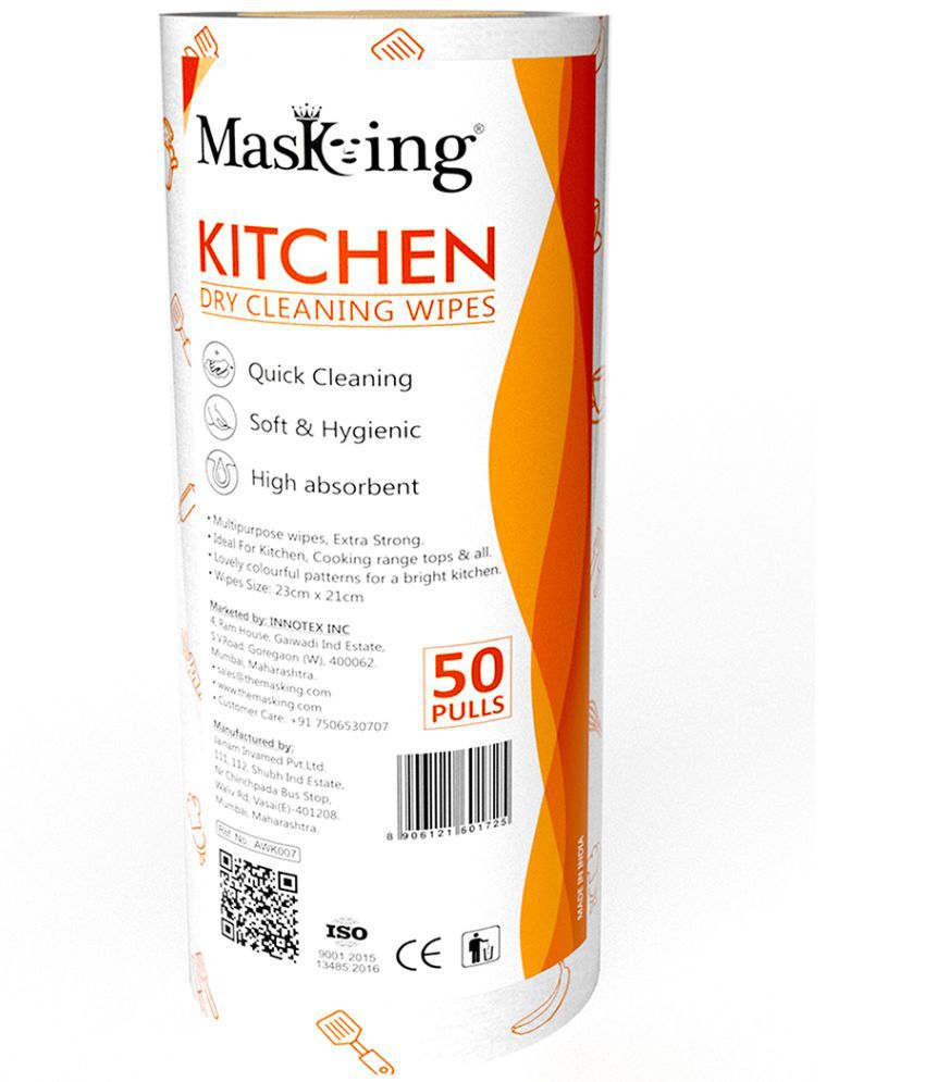     			Masking Non-Woven Reusable & Washable Multi Surface Cleaner Wipes Orange 50 no.s