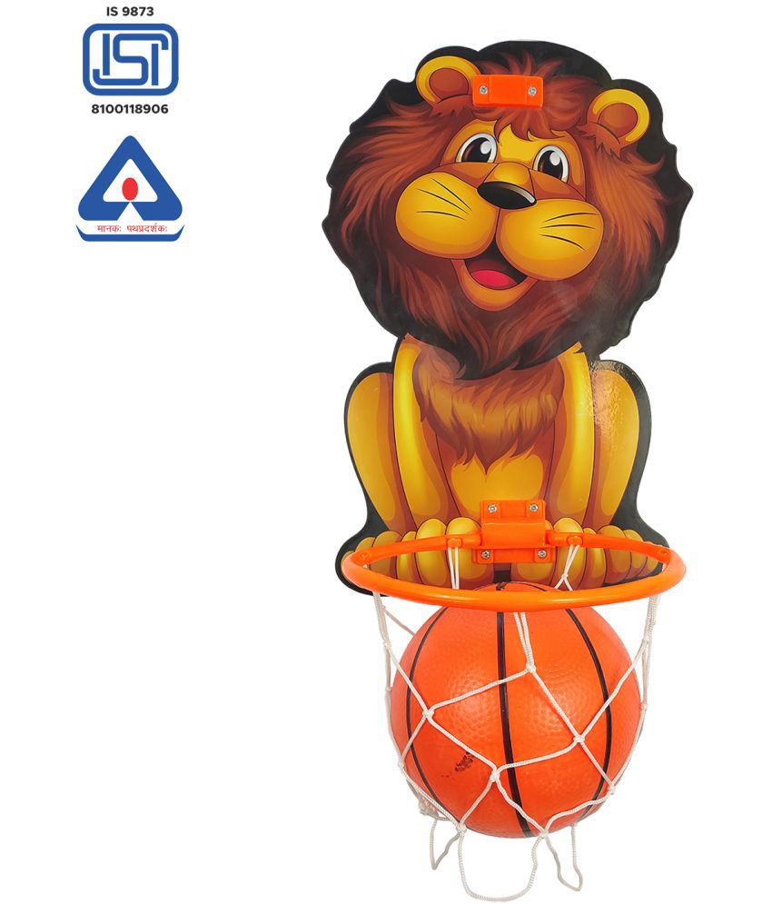     			NHR Lion Basket Ball for Kids Toys for Boys and Girls Portable Set with Hanging Board, Ring Net, Ball Indoor and Outdoor Games Good for Pastime Birthday and Return Gift Set Standard