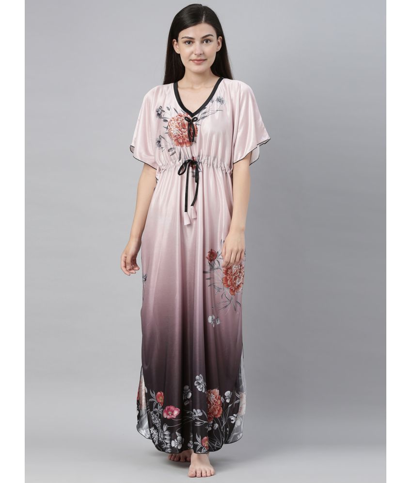     			BAILEY SELLS - Beige Satin Women's Nightwear Kaftan Night Dress ( Pack of 1 )