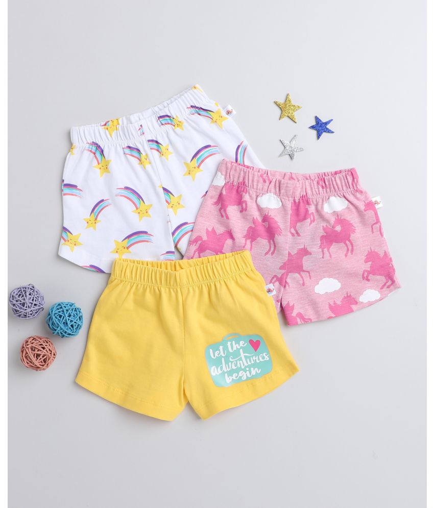     			BUMZEE Pink & Yellow Girls Shorts Pack Of 3 Age - 12-18 Months